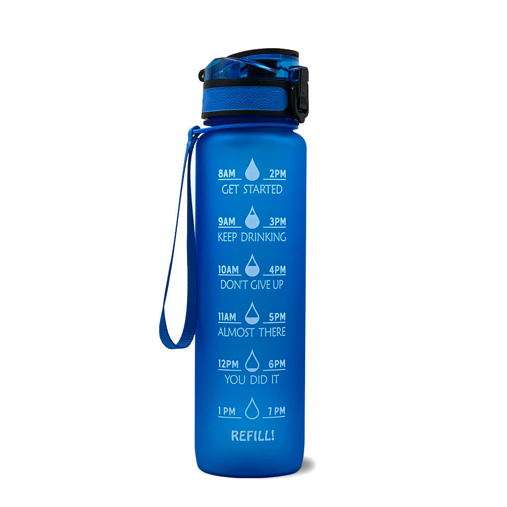 Wasserflasche | Zeitmarkierungen 1 Liter Trageschlaufe Langlebig Trinkhalm Wiederverwendbar-Blau-Luzern Mode