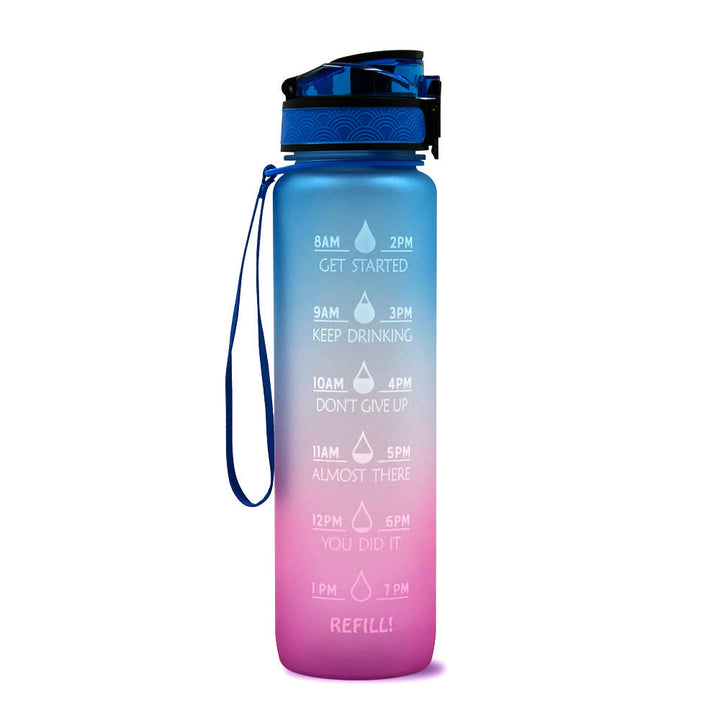 Wasserflasche | Zeitmarkierungen 1 Liter Trageschlaufe Langlebig Trinkhalm Wiederverwendbar-Lila/Blau-Luzern Mode