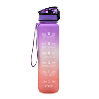 Wasserflasche | Zeitmarkierungen 1 Liter Trageschlaufe Langlebig Trinkhalm Wiederverwendbar-Lila/Rosa-Luzern Mode