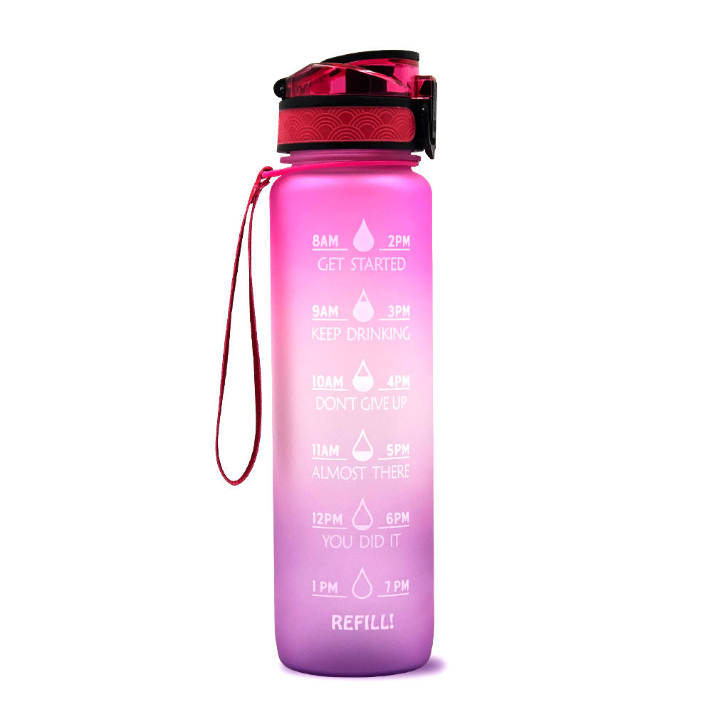 Wasserflasche | Zeitmarkierungen 1 Liter Trageschlaufe Langlebig Trinkhalm Wiederverwendbar-Rosa-Luzern Mode