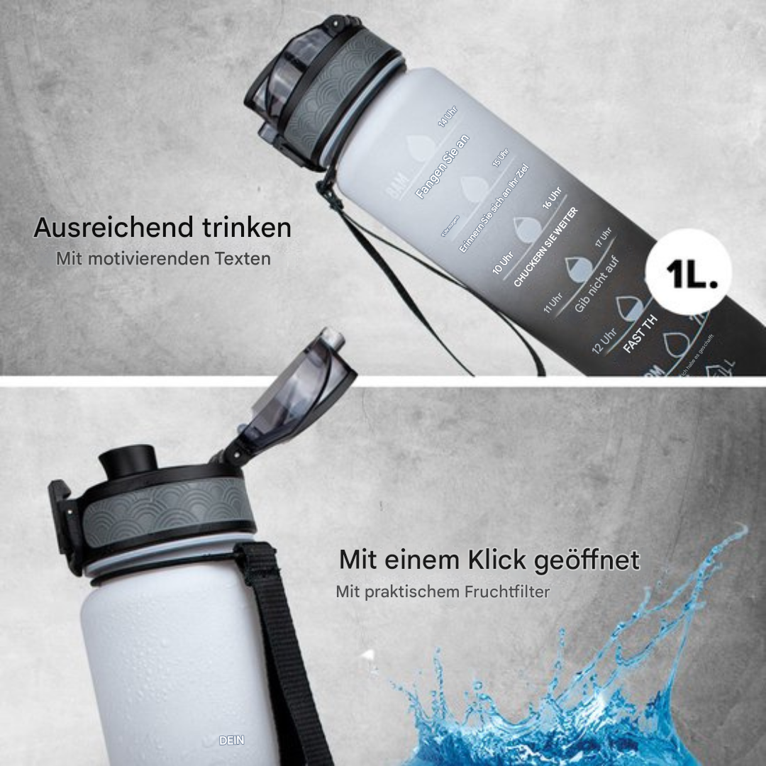 Wasserflasche | Zeitmarkierungen 1 Liter Trageschlaufe Langlebig Trinkhalm Wiederverwendbar-Luzern Mode