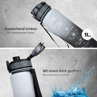 Wasserflasche | Zeitmarkierungen 1 Liter Trageschlaufe Langlebig Trinkhalm Wiederverwendbar-Luzern Mode