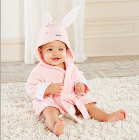 Babybademantel | Tierkapuze Weich Niedlich Bequem Warm Langlebig-Rosa Hase-0-1 Jahre-Luzern Mode