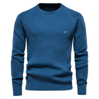 Herren Strickpullover Rundhals - Eleganter Freizeitlook-Blau-S-Luzern Mode