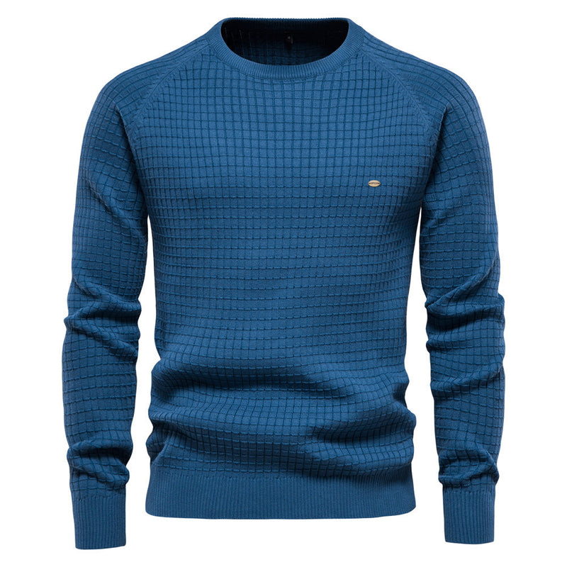Herren Strickpullover Rundhals - Eleganter Freizeitlook-Blau-S-Luzern Mode