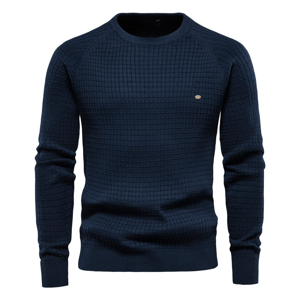 Herren Strickpullover Rundhals - Eleganter Freizeitlook-Dunkelblau-S-Luzern Mode