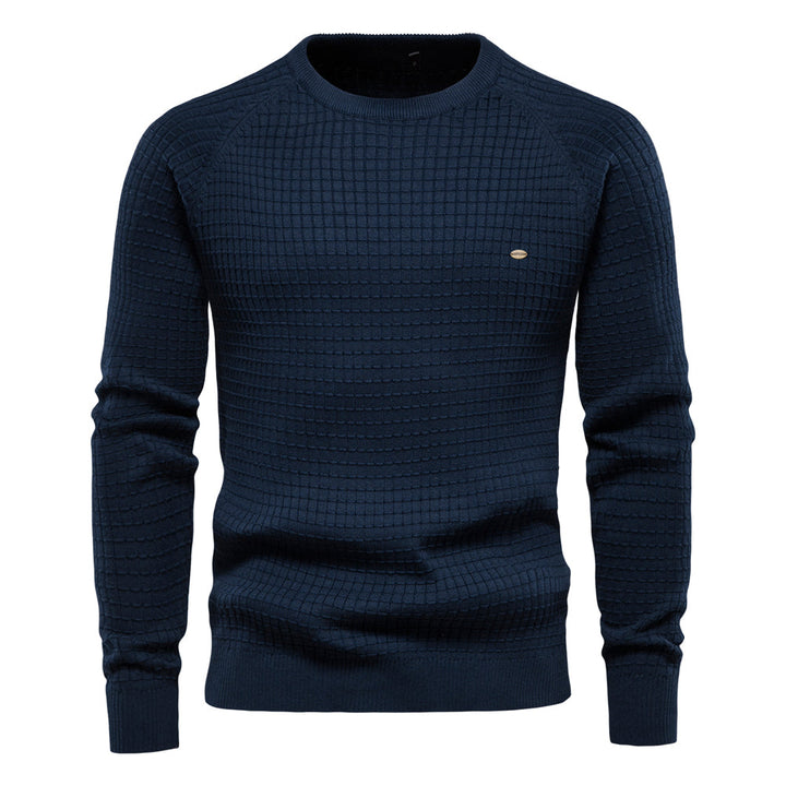 Herren Strickpullover Rundhals - Eleganter Freizeitlook-Dunkelblau-S-Luzern Mode