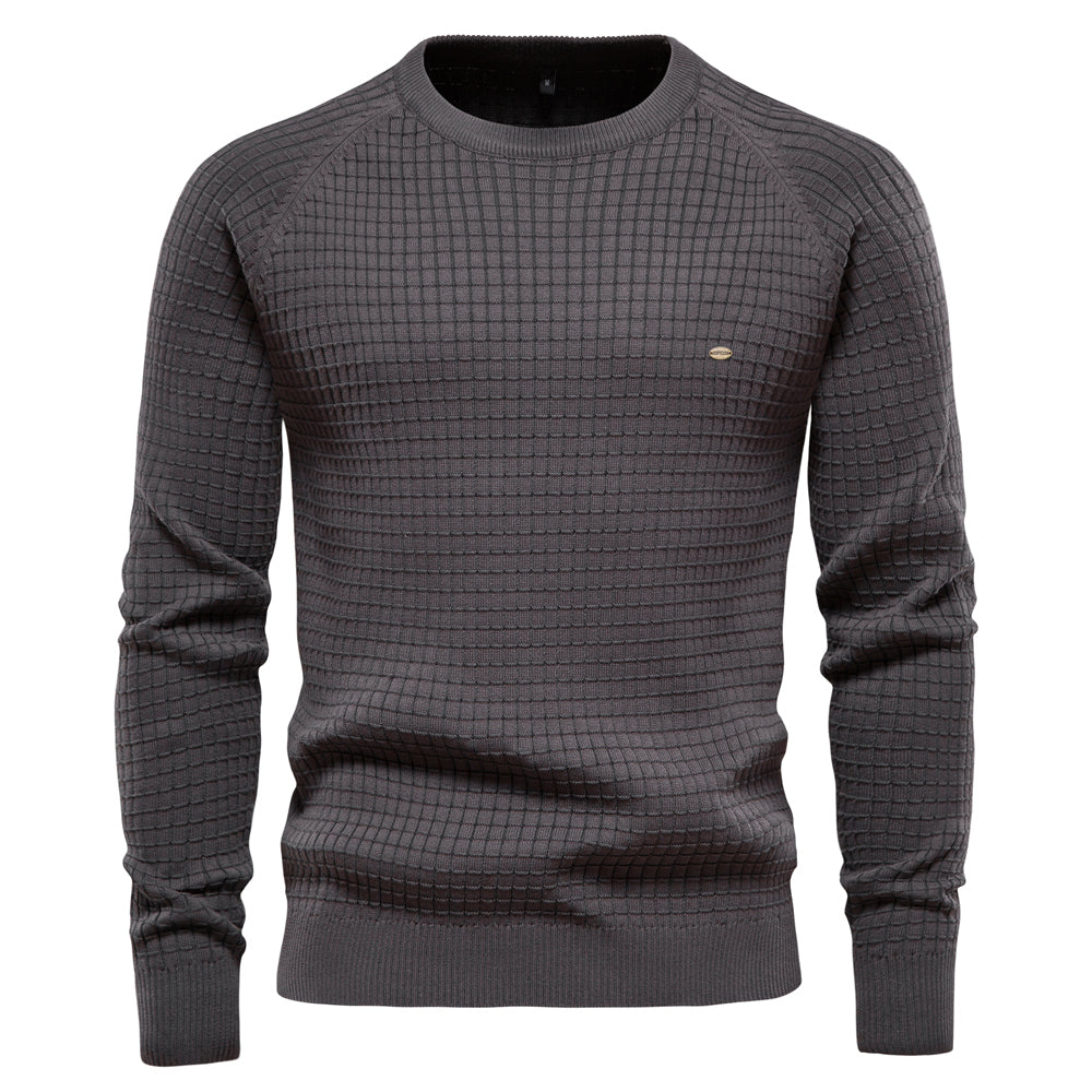 Herren Strickpullover Rundhals - Eleganter Freizeitlook-Dunkelgrau-S-Luzern Mode
