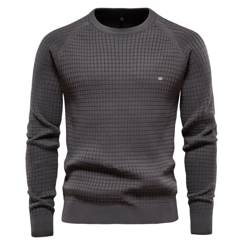 Herren Strickpullover Rundhals - Eleganter Freizeitlook-Dunkelgrau-S-Luzern Mode