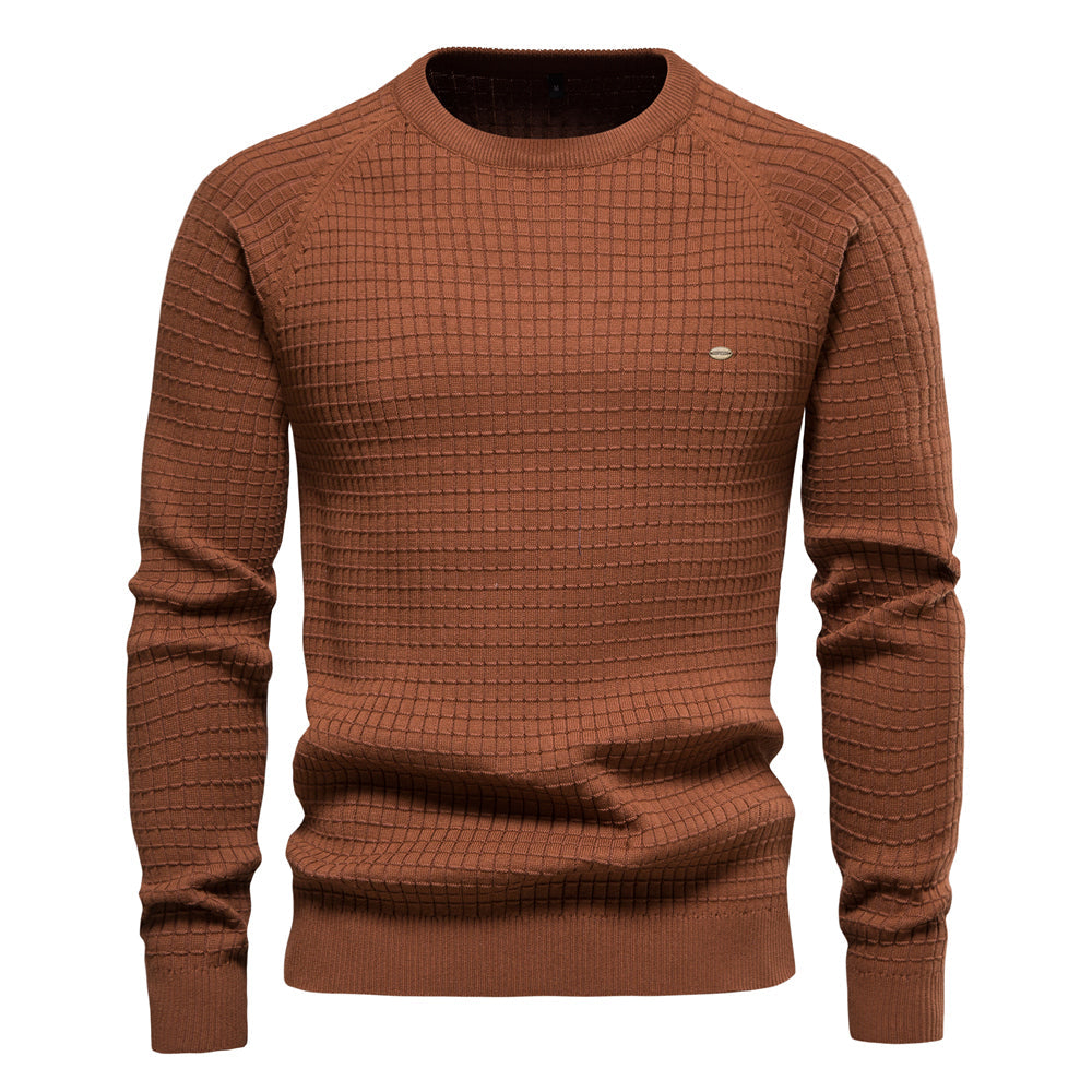 Herren Strickpullover Rundhals - Eleganter Freizeitlook-Kaffee-S-Luzern Mode