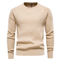 Herren Strickpullover Rundhals - Eleganter Freizeitlook-Khaki-S-Luzern Mode