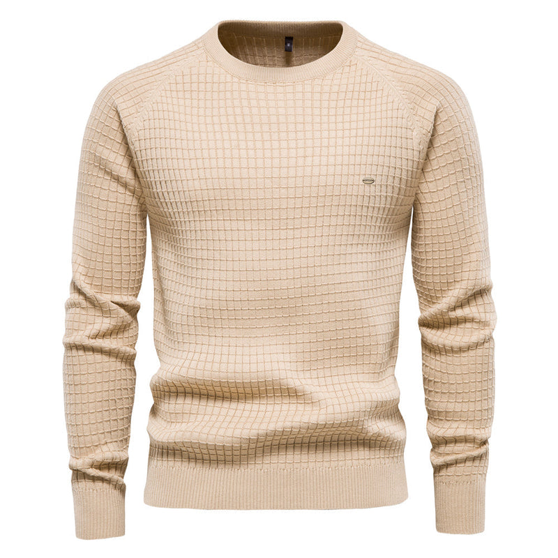 Herren Strickpullover Rundhals - Eleganter Freizeitlook-Khaki-S-Luzern Mode