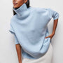 Oversized Damen Rollkragenpullover aus Kaschmir - Weicher Strickpullover-Blau-Einheitsgröße-Luzern Mode