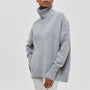 Oversized Damen Rollkragenpullover aus Kaschmir - Weicher Strickpullover-Grau-Einheitsgröße-Luzern Mode