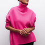 Oversized Damen Rollkragenpullover aus Kaschmir - Weicher Strickpullover-Rosa-Einheitsgröße-Luzern Mode