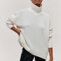 Oversized Damen Rollkragenpullover aus Kaschmir - Weicher Strickpullover-Weiß-Einheitsgröße-Luzern Mode