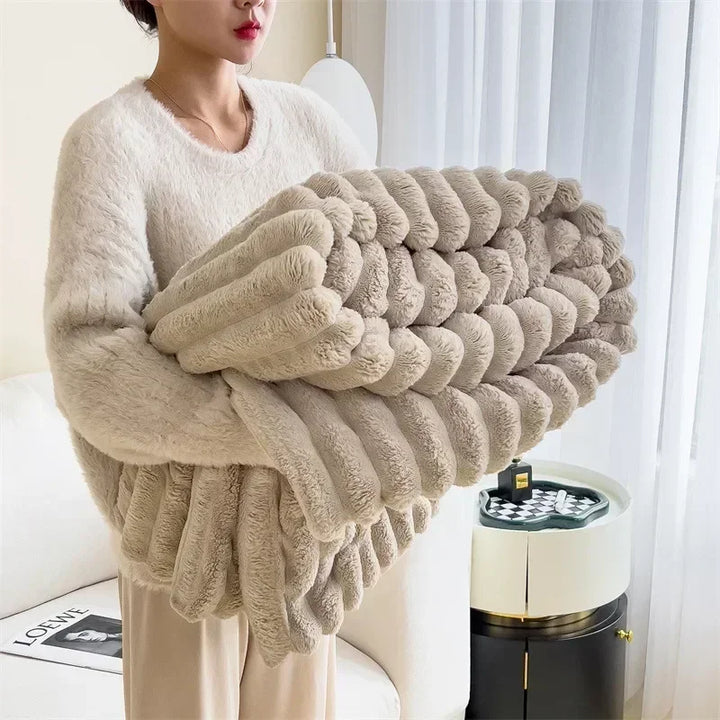 Große Plüschdecke | Weich Luxus Warm Einfarbig Bequem Vielseitig-Luzern Mode