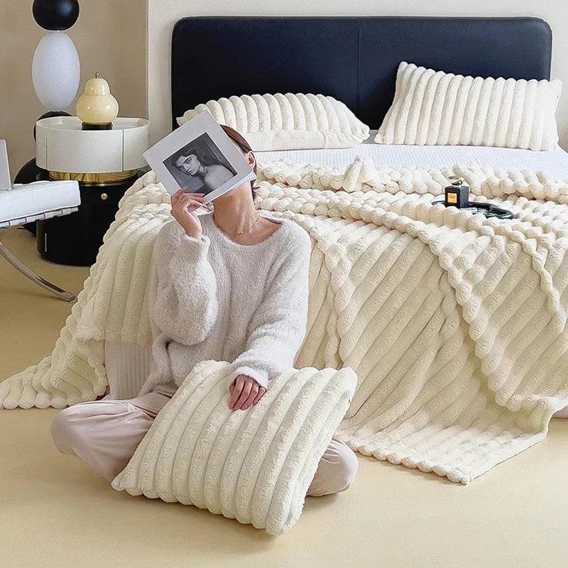 Große Plüschdecke | Weich Luxus Warm Einfarbig Bequem Vielseitig-Luzern Mode