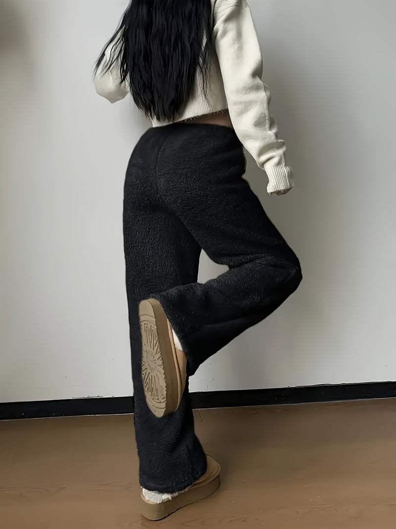 Damen Sherpahose | Teddy | Weich | Locker sitzend | Elastischer Bund-Luzern Mode