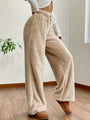 Damen Sherpahose | Teddy | Weich | Locker sitzend | Elastischer Bund-Beige-S-Luzern Mode
