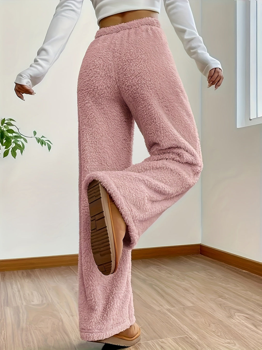Damen Sherpahose | Teddy | Weich | Locker sitzend | Elastischer Bund-Luzern Mode