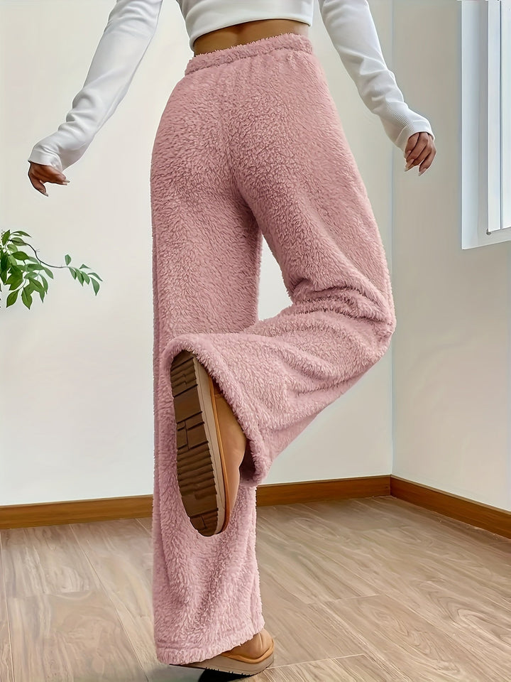 Damen Sherpahose | Teddy | Weich | Locker sitzend | Elastischer Bund-Luzern Mode