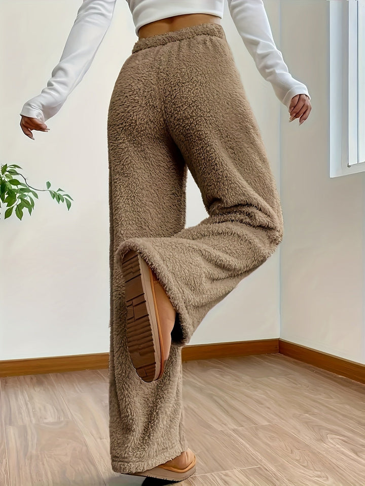 Damen Sherpahose | Teddy | Weich | Locker sitzend | Elastischer Bund-Luzern Mode