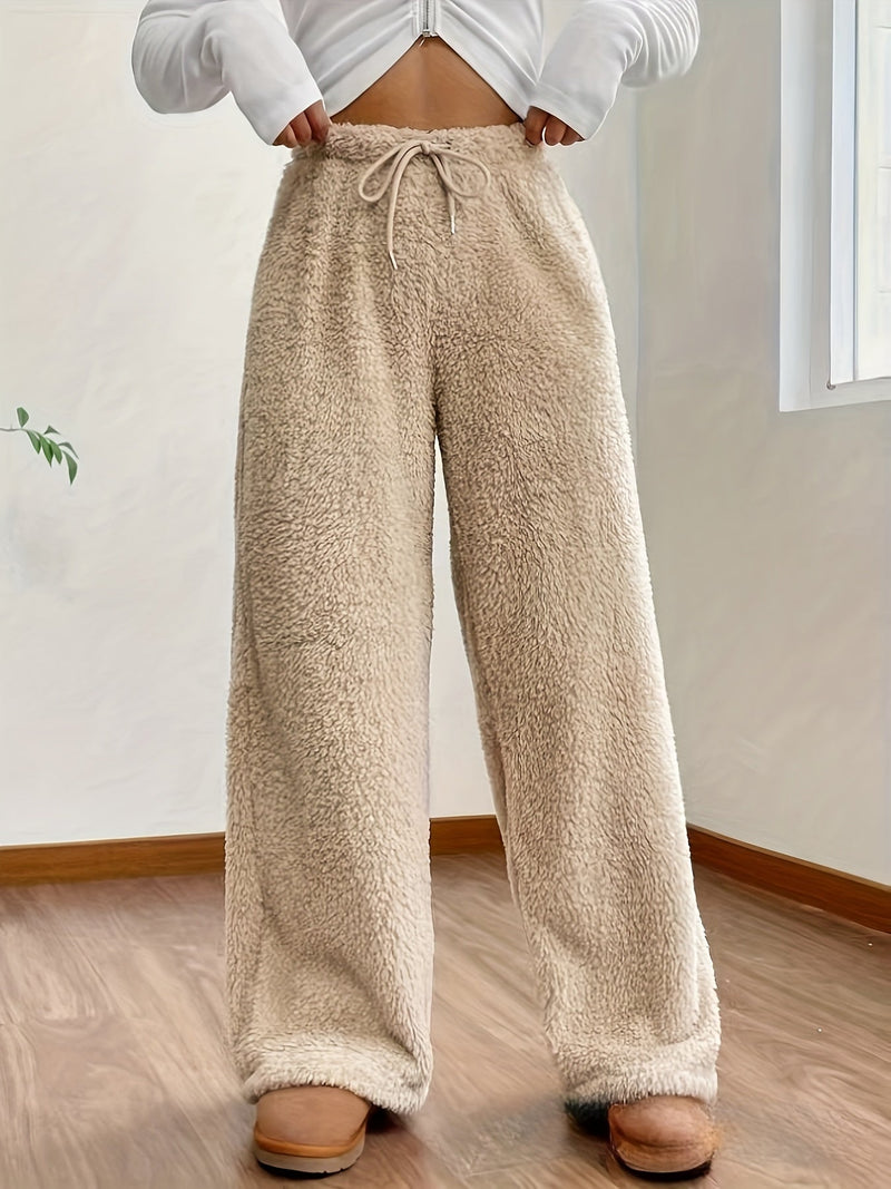 Damen Sherpahose | Teddy | Weich | Locker sitzend | Elastischer Bund-Luzern Mode