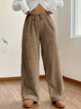 Damen Sherpahose | Teddy | Weich | Locker sitzend | Elastischer Bund-Braun-S-Luzern Mode