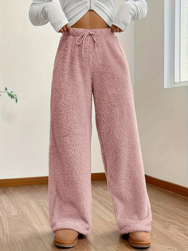Damen Sherpahose | Teddy | Weich | Locker sitzend | Elastischer Bund-Rosa-S-Luzern Mode