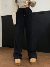 Damen Sherpahose | Teddy | Weich | Locker sitzend | Elastischer Bund-Schwarz-S-Luzern Mode