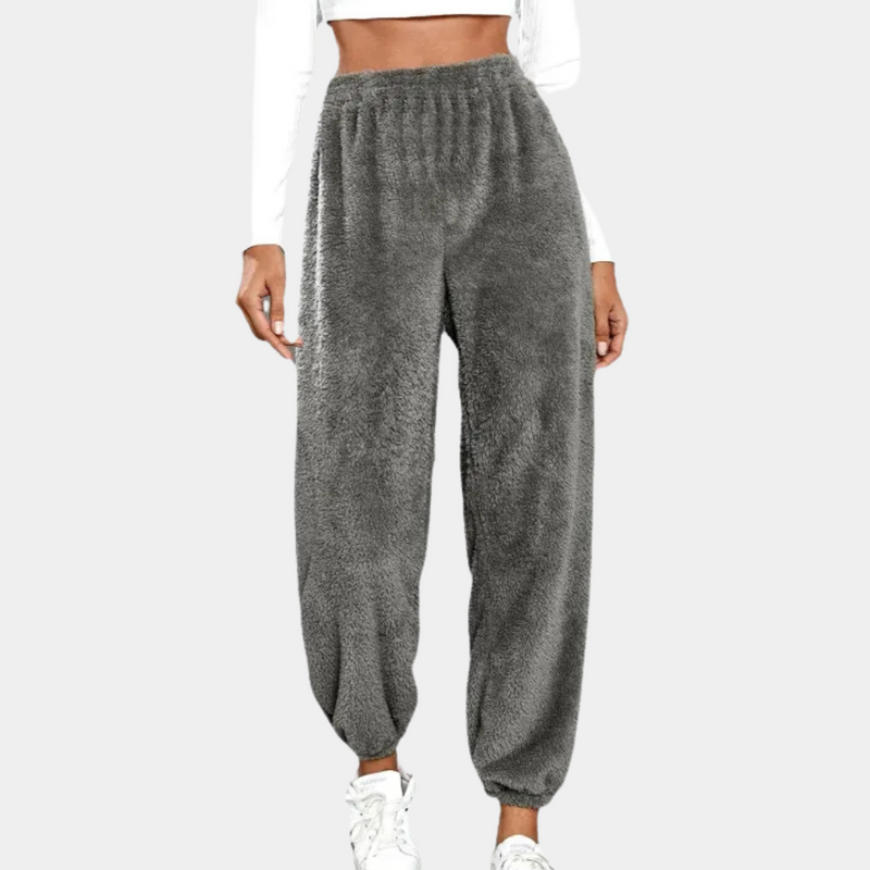 Flauschige Damen Jogginghose für Gemütliche Freizeit-Grau-XS-Luzern Mode
