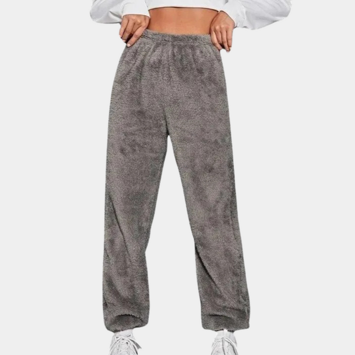 Flauschige Damen Jogginghose für Gemütliche Freizeit-Hellgrau-XS-Luzern Mode