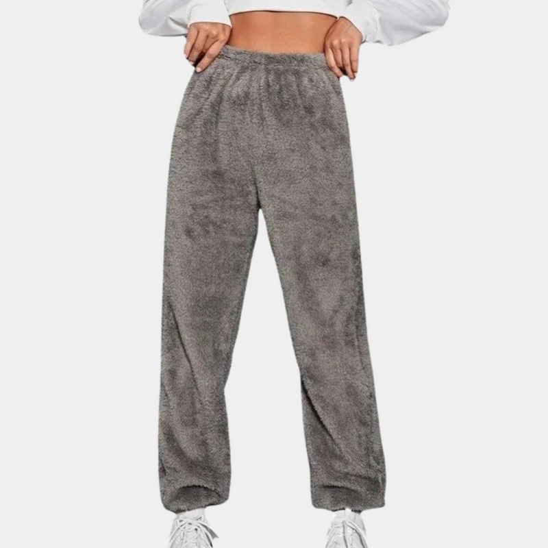 Flauschige Damen Jogginghose für Gemütliche Freizeit-Hellgrau-XS-Luzern Mode