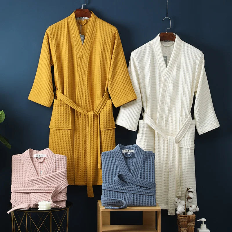 Unisex Bademantel | Baumwolle | Weich | Einfarbig | Bequeme Passform | Lang | Warm-Luzern Mode