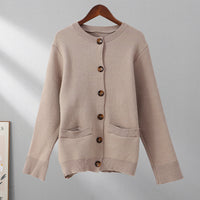 Damen Strickjacke mit Knopfleiste - Eleganter Cardigan-Apricot-XS-Luzern Mode