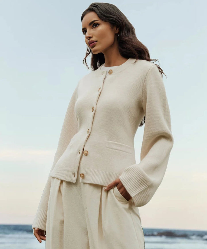 Damen Strickjacke mit Knopfleiste - Eleganter Cardigan-Luzern Mode