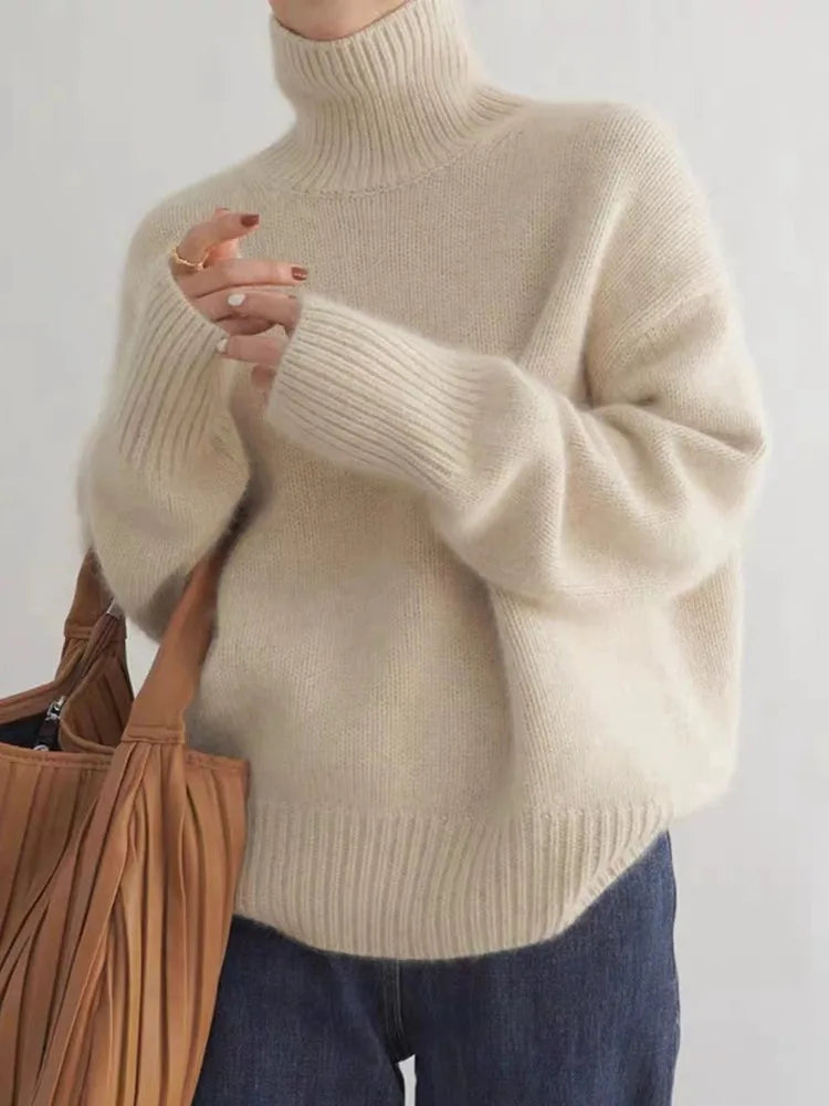 Kaschmir Rollkragenpullover Damen - Weicher Strickpullover-Luzern Mode