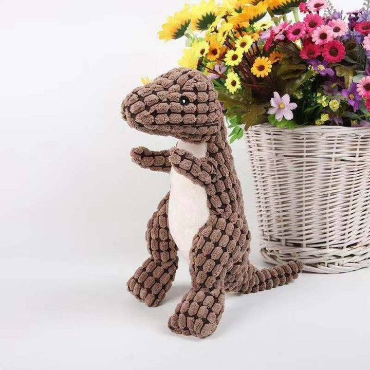 Hundeknuddler | Dino-Set Weich Langlebig Sicher Interaktiv Plüsch-Braun + Grün-Luzern Mode