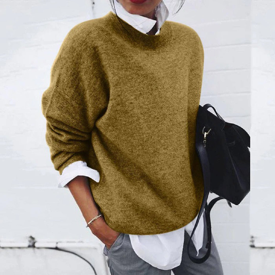 Damen Strickpullover Oversize - Bequemer Herbstpullover-Gelb-S-Luzern Mode