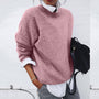 Damen Strickpullover Oversize - Bequemer Herbstpullover-Rosa-S-Luzern Mode