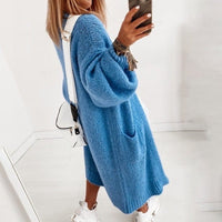 Damen Strickjacke Oversize Langarm Cardigan mit Taschen-Luzern Mode