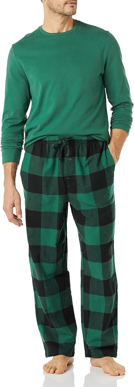 Herren Schlafanzug Set Langarmshirt und Blumenhose-Luzern Mode