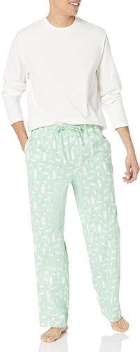 Herren Schlafanzug Set Langarmshirt und Blumenhose-D-S-Luzern Mode