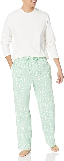 Herren Schlafanzug Set Langarmshirt und Blumenhose-D-S-Luzern Mode