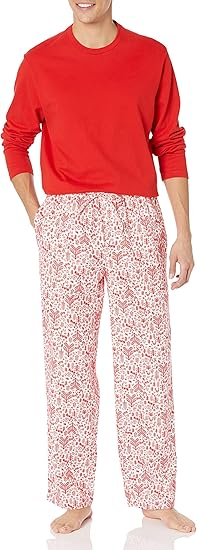 Herren Schlafanzug Set Langarmshirt und Blumenhose-E-S-Luzern Mode