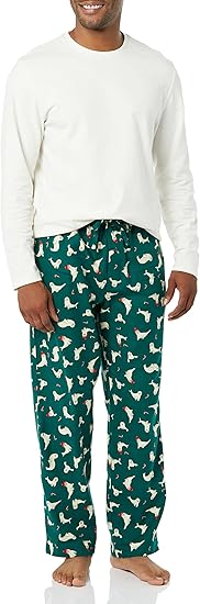 Herren Schlafanzug Set Langarmshirt und Blumenhose-F-S-Luzern Mode