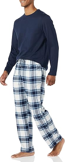 Herren Schlafanzug Set Langarmshirt und Blumenhose-G-S-Luzern Mode