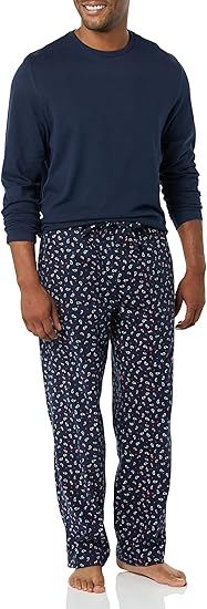 Herren Schlafanzug Set Langarmshirt und Blumenhose-H-S-Luzern Mode