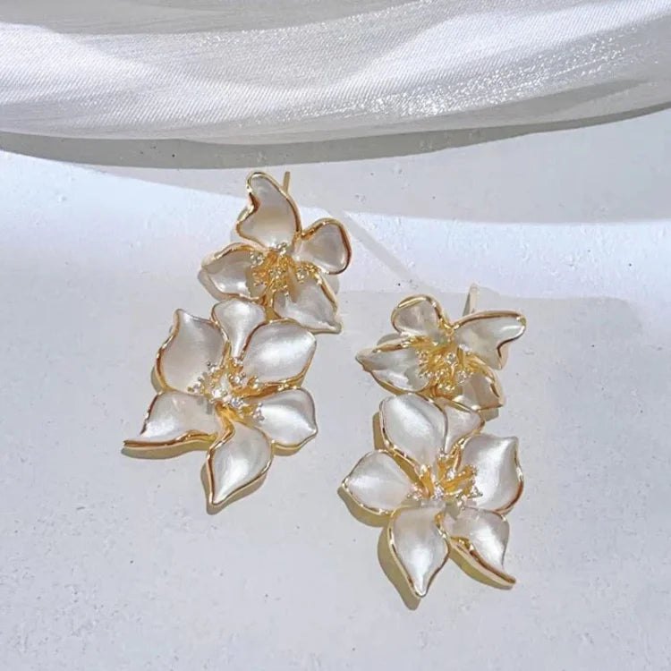 Weiße Blumen-Ohrringe | Stilvoll Elegant Hänger Vielseitig Einzigartig-Luzern Mode